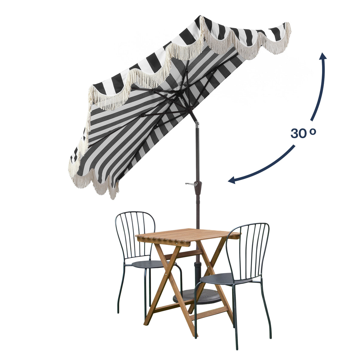 Beverly designer classic scalloped fringe half market patio umbrella with crank