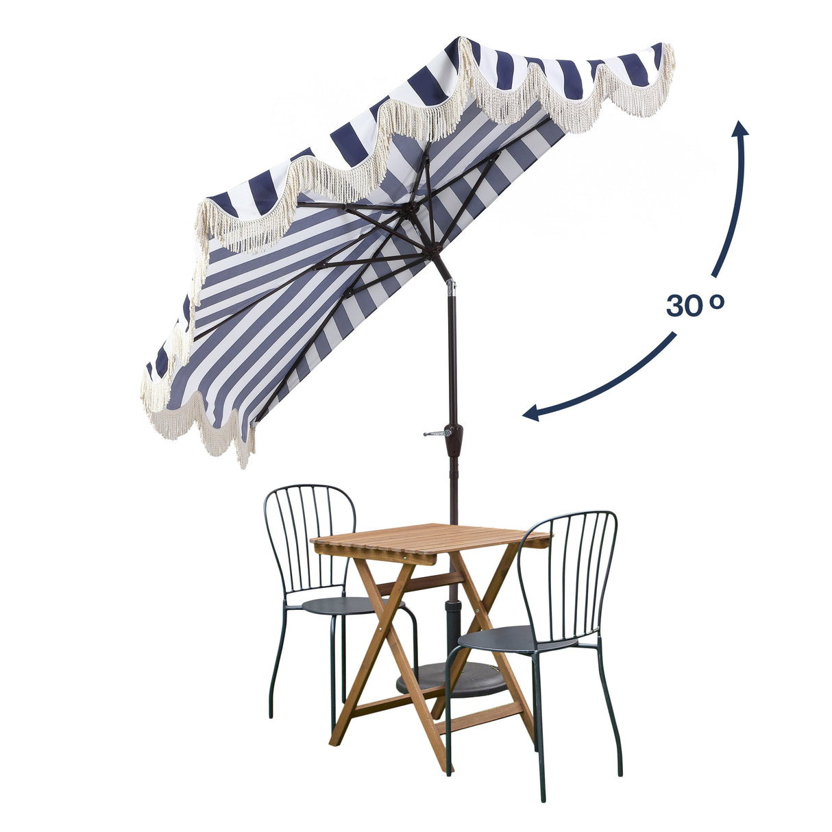 Beverly designer classic scalloped fringe half market patio umbrella with crank