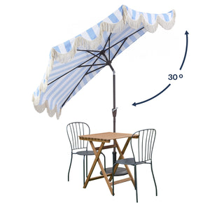 Beverly designer classic scalloped fringe half market patio umbrella with crank