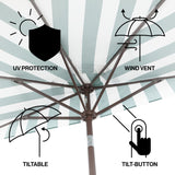 Beverly designer classic scalloped fringe half market patio umbrella with crank