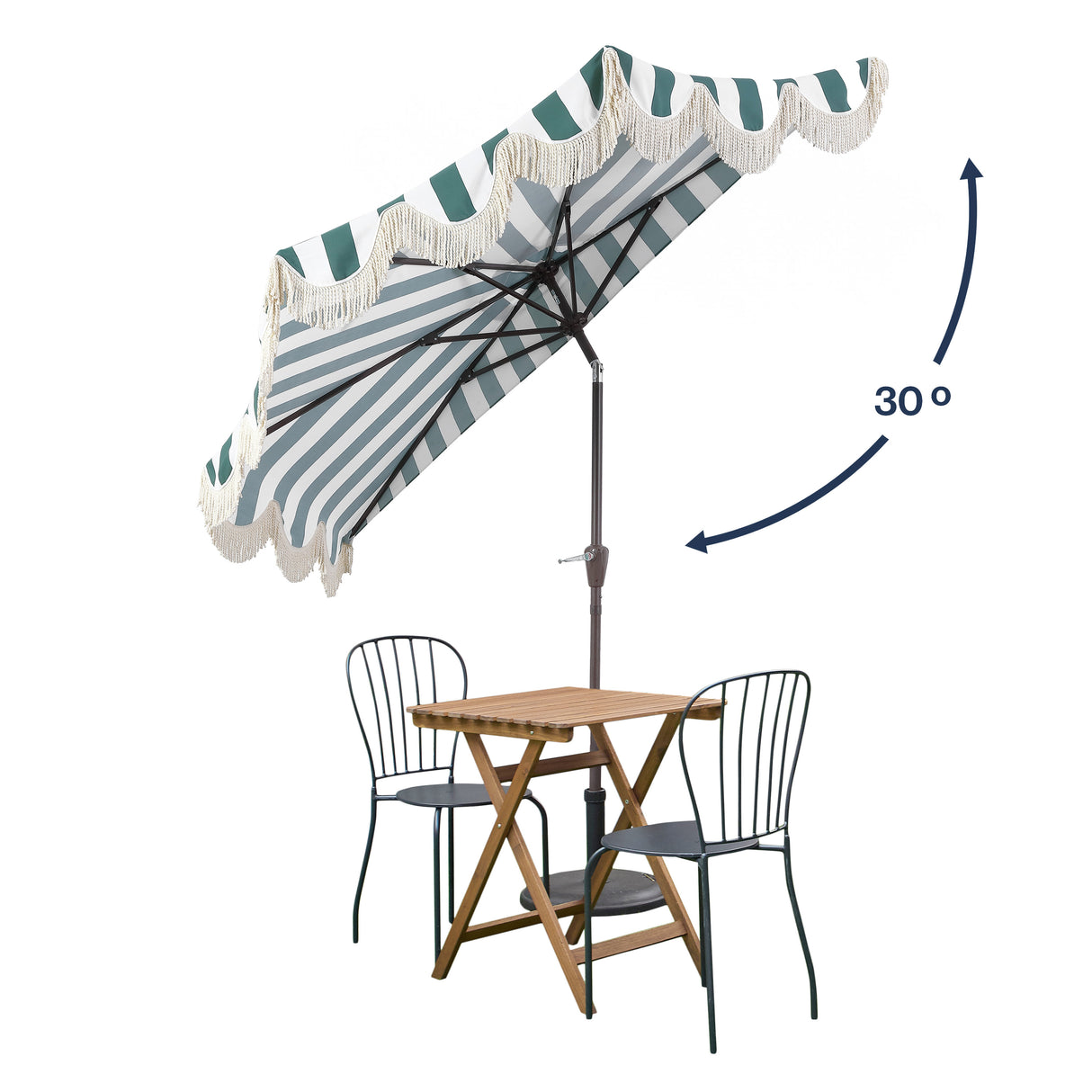 Beverly designer classic scalloped fringe half market patio umbrella with crank