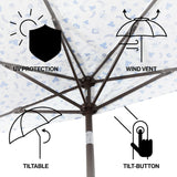 Beverly designer classic scalloped fringe half market patio umbrella with crank