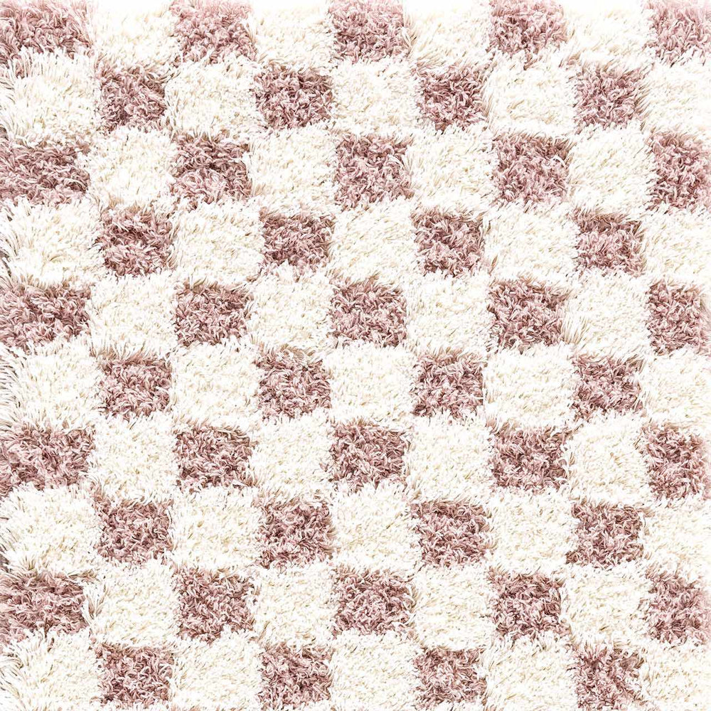 Atira Pink Checkered Shag Rug