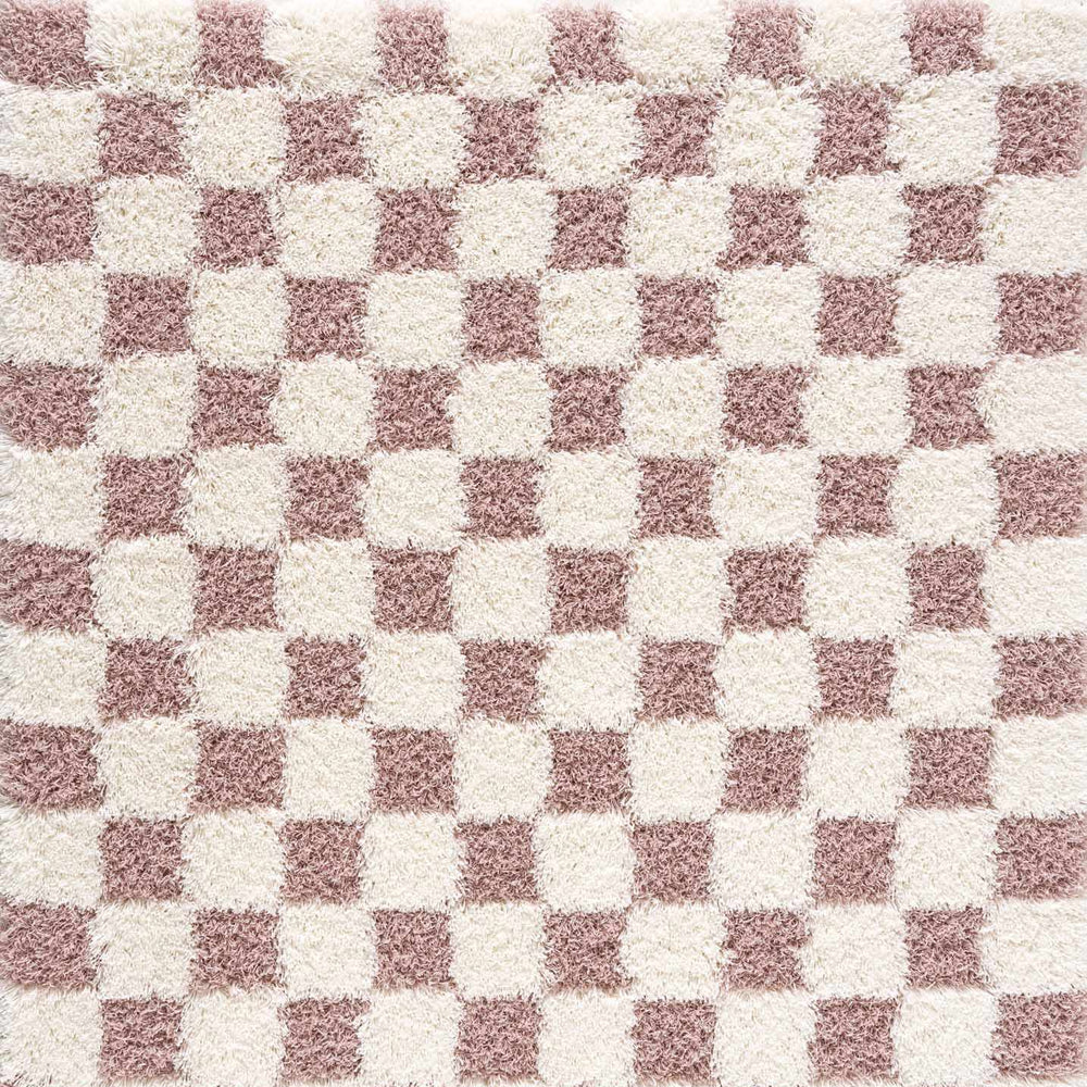 Atira Pink Checkered Shag Rug