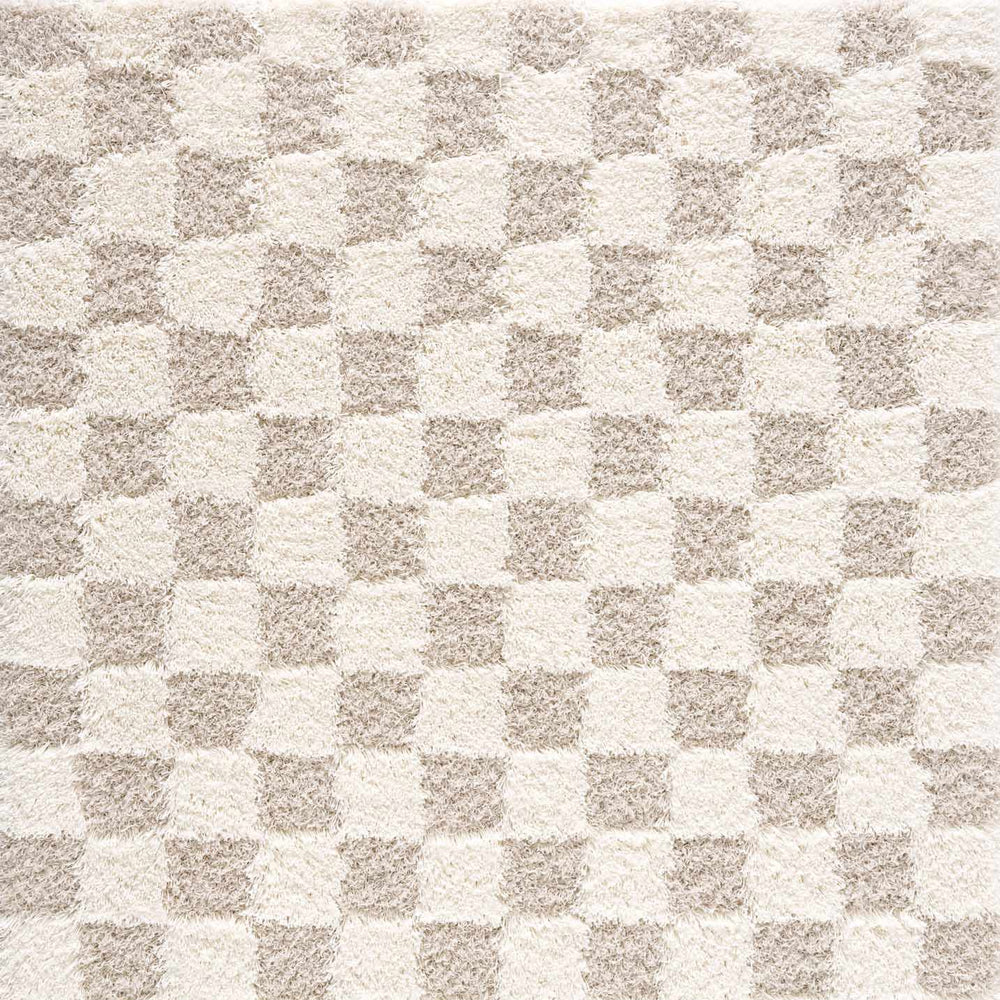 Atira Light Brown Checkered Area Rug
