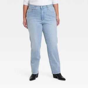 Universal Thread Women High-Rise Vintage Straight Jeans Rhinestones Embellished