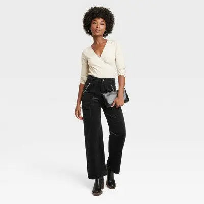 Universal Thread Women's High-Rise Straight Corduroy Cargo Pants Smart Casual