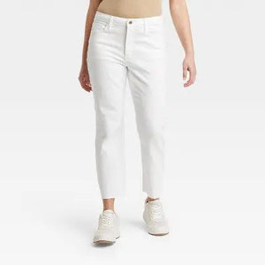Universal Thread Women's Mid-Rise Bootcut Cropped Jeans Stretchy Raw Edge