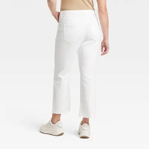 Universal Thread Women's Mid-Rise Bootcut Cropped Jeans Stretchy Raw Edge
