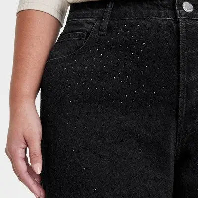 Universal Thread Women's Rhinestones Embellished Baggy Jeans Relaxed Leg