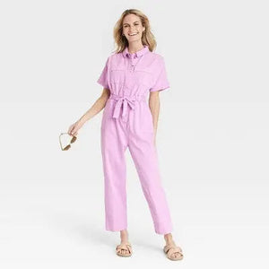 Universal Thread Women's Short Sleeve Boilersuit Relaxed Leg Casual Jumpsuit