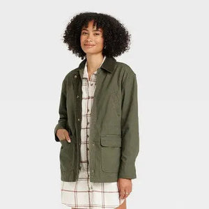 Universal Thread Women's Zip-Up Winter Canvas Corduroy Anorak Jacket