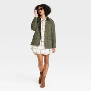 Universal Thread Women's Zip-Up Winter Canvas Corduroy Anorak Jacket