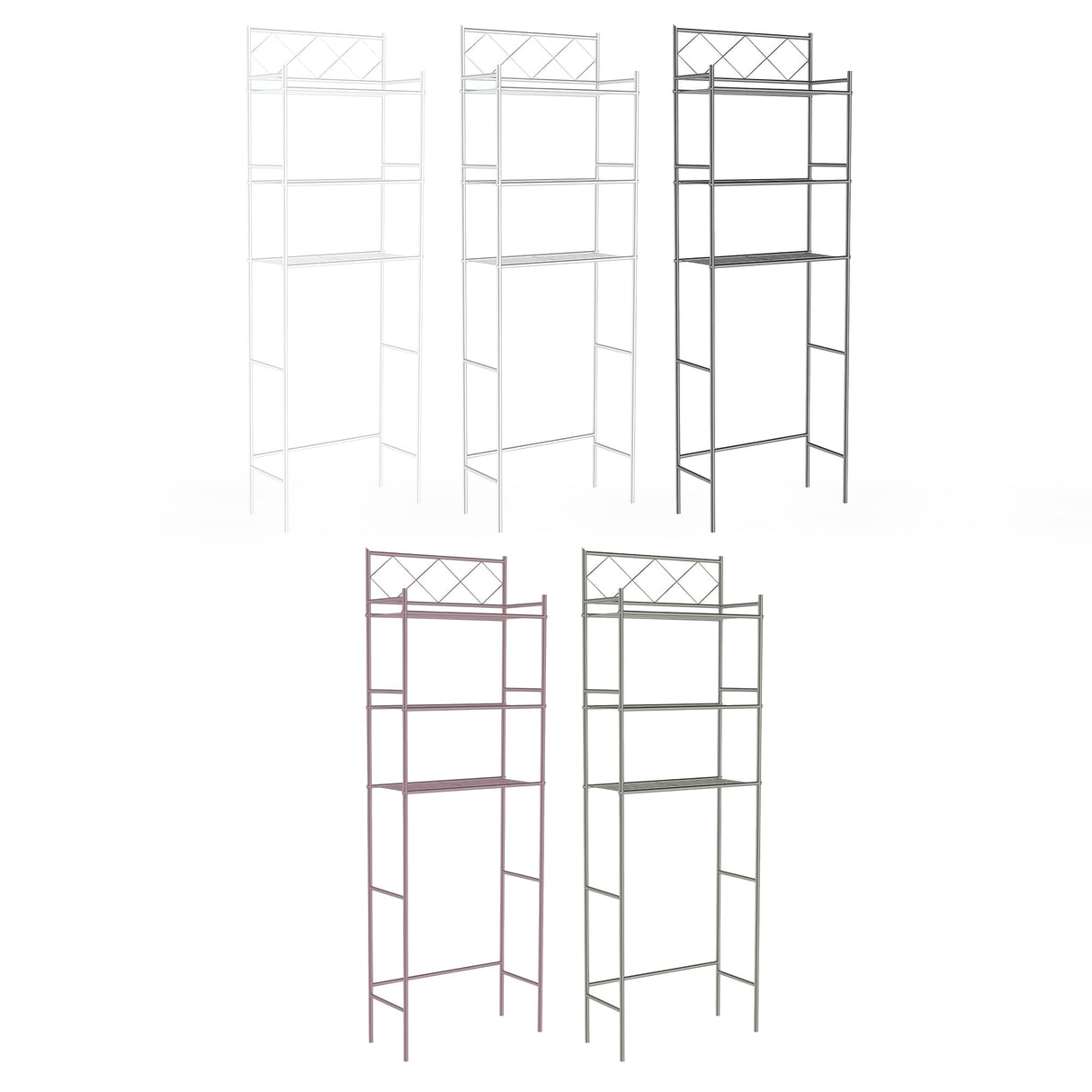 J&V Textiles 3-Shelf Metal Bathroom Organizer Over The Toilet