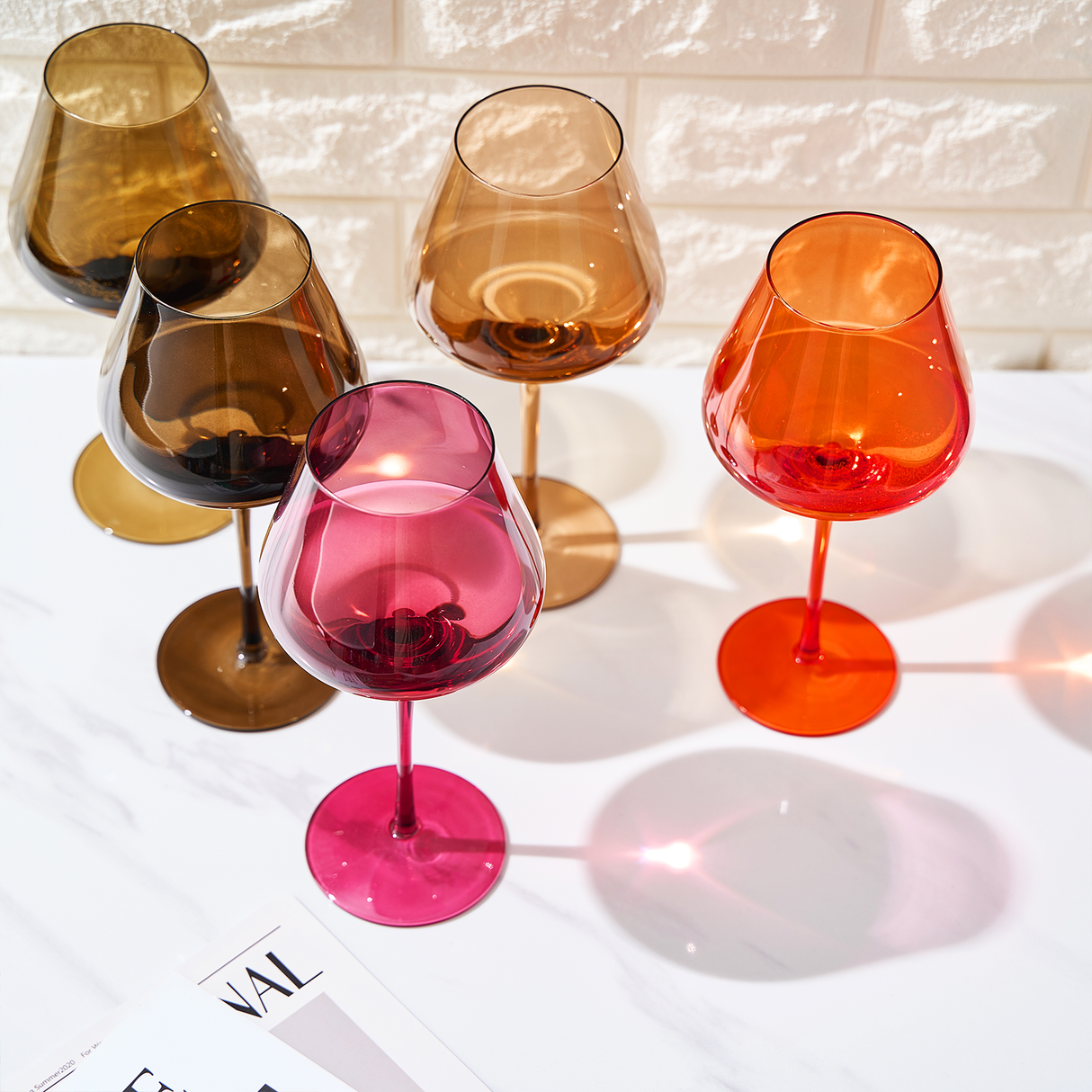 Stagioni Stemmed Wine Glassware, Set of 5, "Changing Weather"
