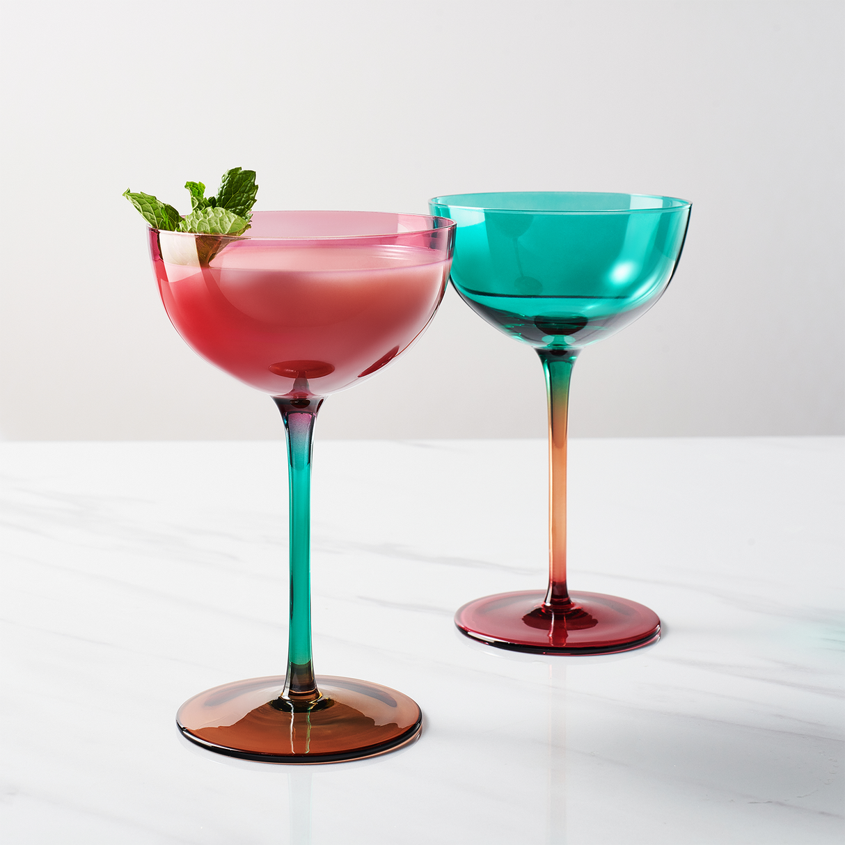 Venice Two-Toned Champagne Coupe, Cocktail Glassware, Set of 2