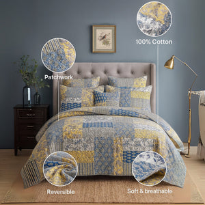 DaDa Bedding Honey Cove Garden Floral Paisley Cottage Patchwork Bedspread Set (JHW-957)