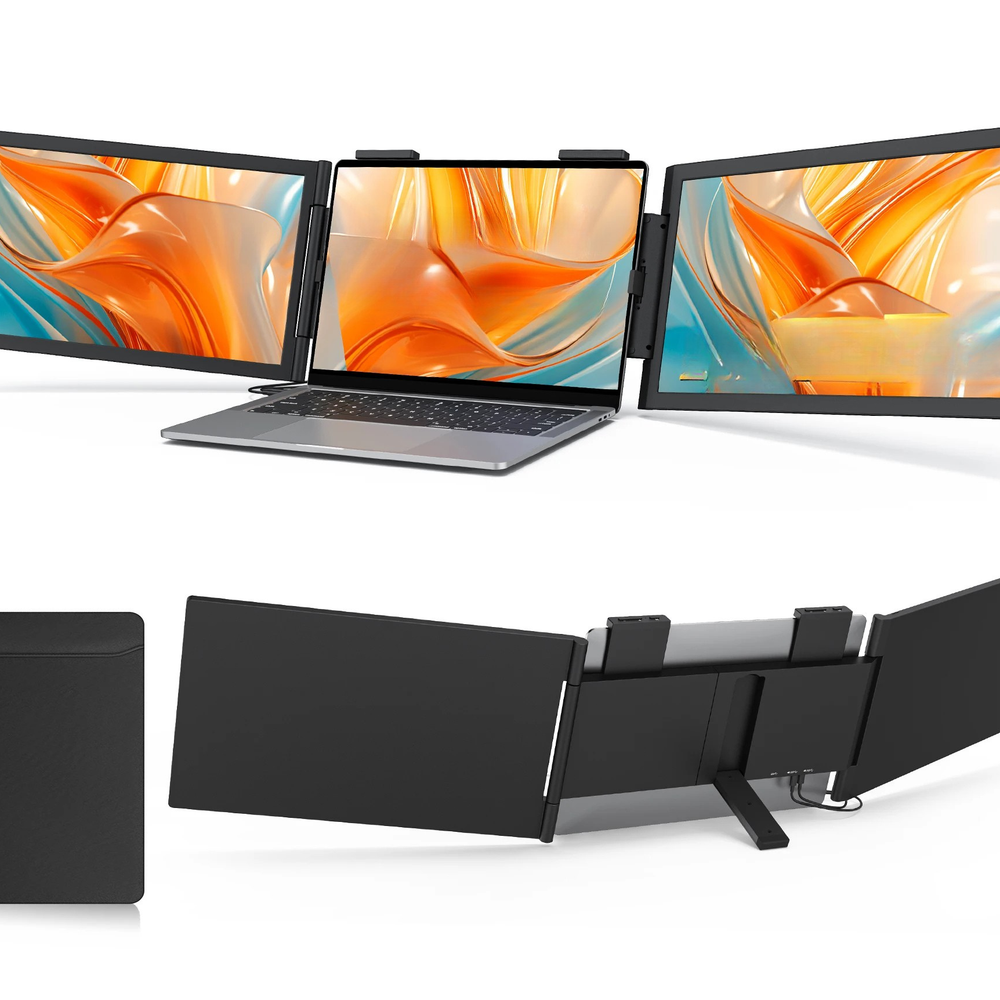 14" Dual Laptop Monitor Amoudo FHD IPS USB-C Portable Triple Screen Windows Mac Xbox