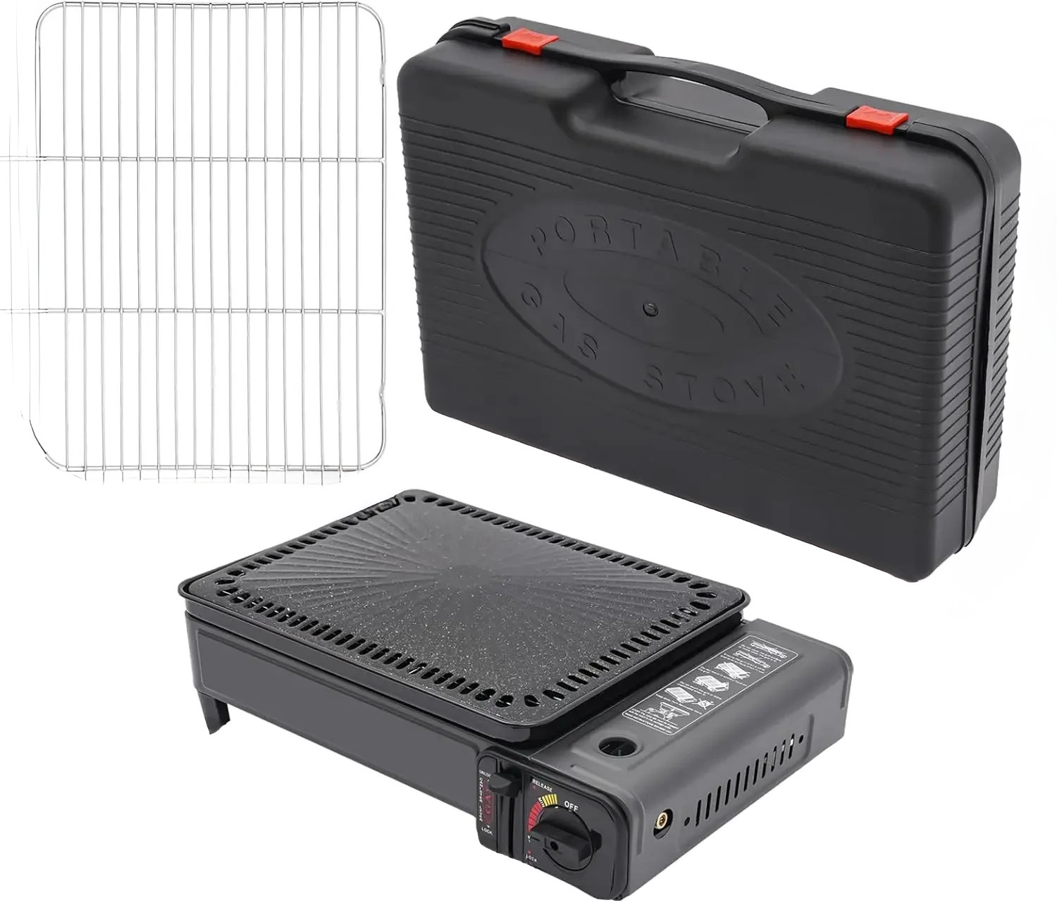 Portable Butane Grill Stove with Grill Net Outdoor Camping Traveling Trekking BBQ