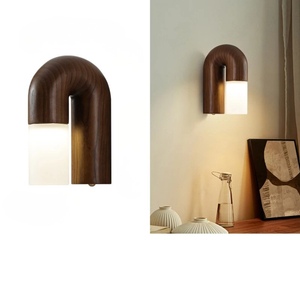 Vintage Solid Wood LED Table Lamp Dimmable Bedside Desk Light for Bedroom Living Room