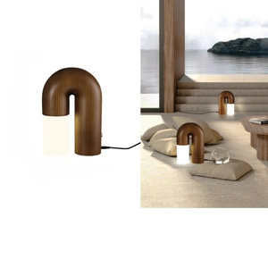 Vintage Solid Wood LED Table Lamp Dimmable Bedside Desk Light for Bedroom Living Room