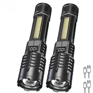 High Power LED Flashlight Type C Rechargeable COB Torch Side Light Camping