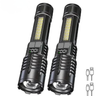 High Power LED Flashlight Type C Rechargeable COB Torch Side Light Camping