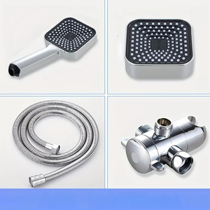 High-Flow 2-in-1 Handheld & Rain Shower Head Set Square Wall-Mounted Bathroom