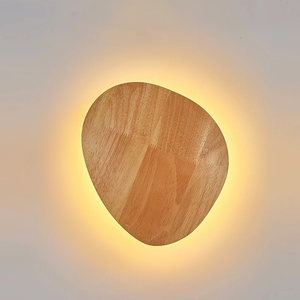Nordic LED Wall Light Circular Wooden Modern Bedside Bedroom Staircase Sconce