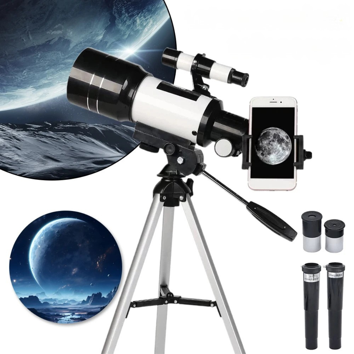 Professional Astronomical Telescope 150X HD Moon Viewing Refractor for Stargazing