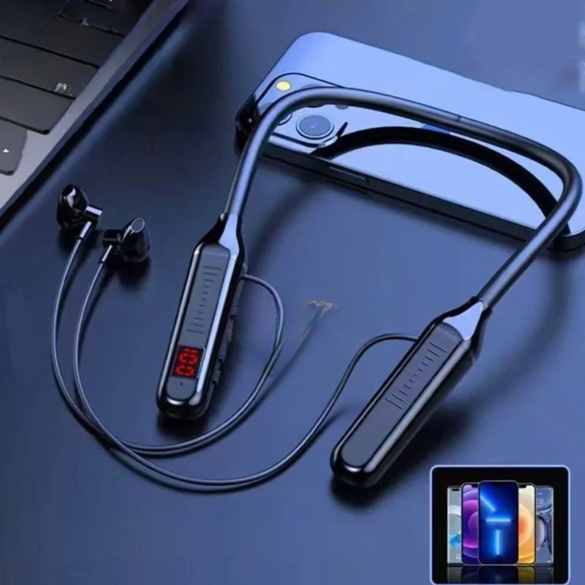 Wireless Earphones 5.3 – Neckband Bluetooth Headphones LED Stereo Sports Earbuds