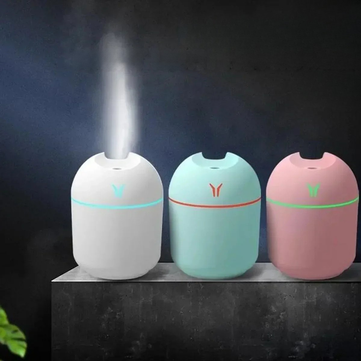Compact USB Aroma Diffuser Humidifier with LED Night Light for Home and Car Use