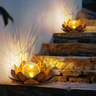 Set of 2 Lotus Solar Garden Lights – Waterproof Cracked Glass Outdoor Decor Lamps