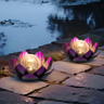 Set of 2 Lotus Solar Garden Lights – Waterproof Cracked Glass Outdoor Decor Lamps