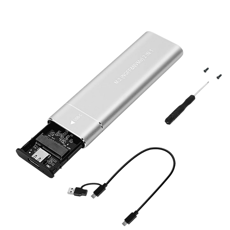 M.2 NVMe SATA SSD Enclosure USB 3.1 Type C Dual Protocol External Case