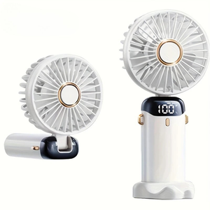 Portable Mini Fan USB Rechargeable 6-Speed Foldable LED Desk Fan