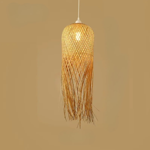 Bamboo Woven Pendant Light Handwoven Chandelier E27 Restaurant Home Decor