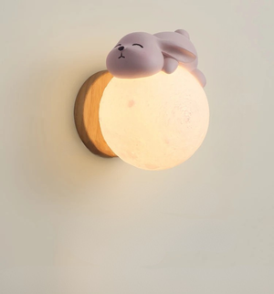 Cute Bear Moon Wall Light Kids Bedroom Nursery Night Light Cartoon Animal Lamp