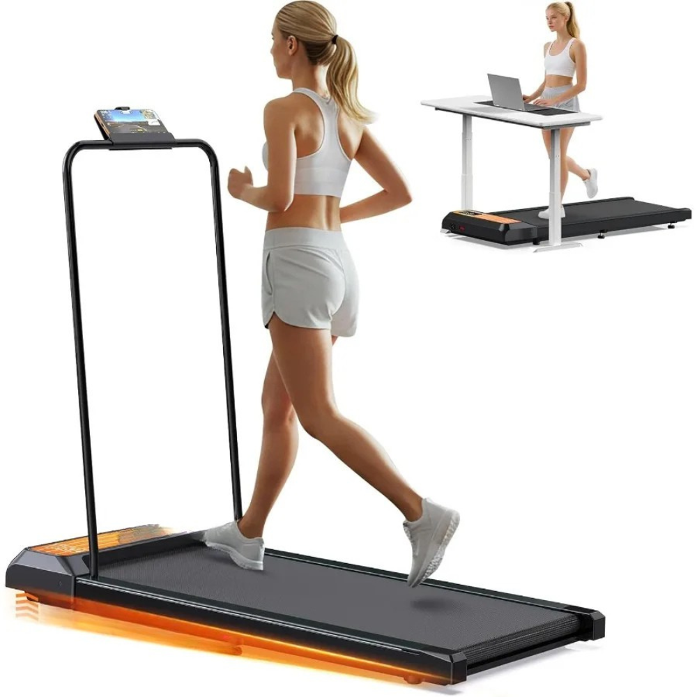Portable Under Desk Walking Pad Treadmill 2.5HP Incline Handrail Home Use