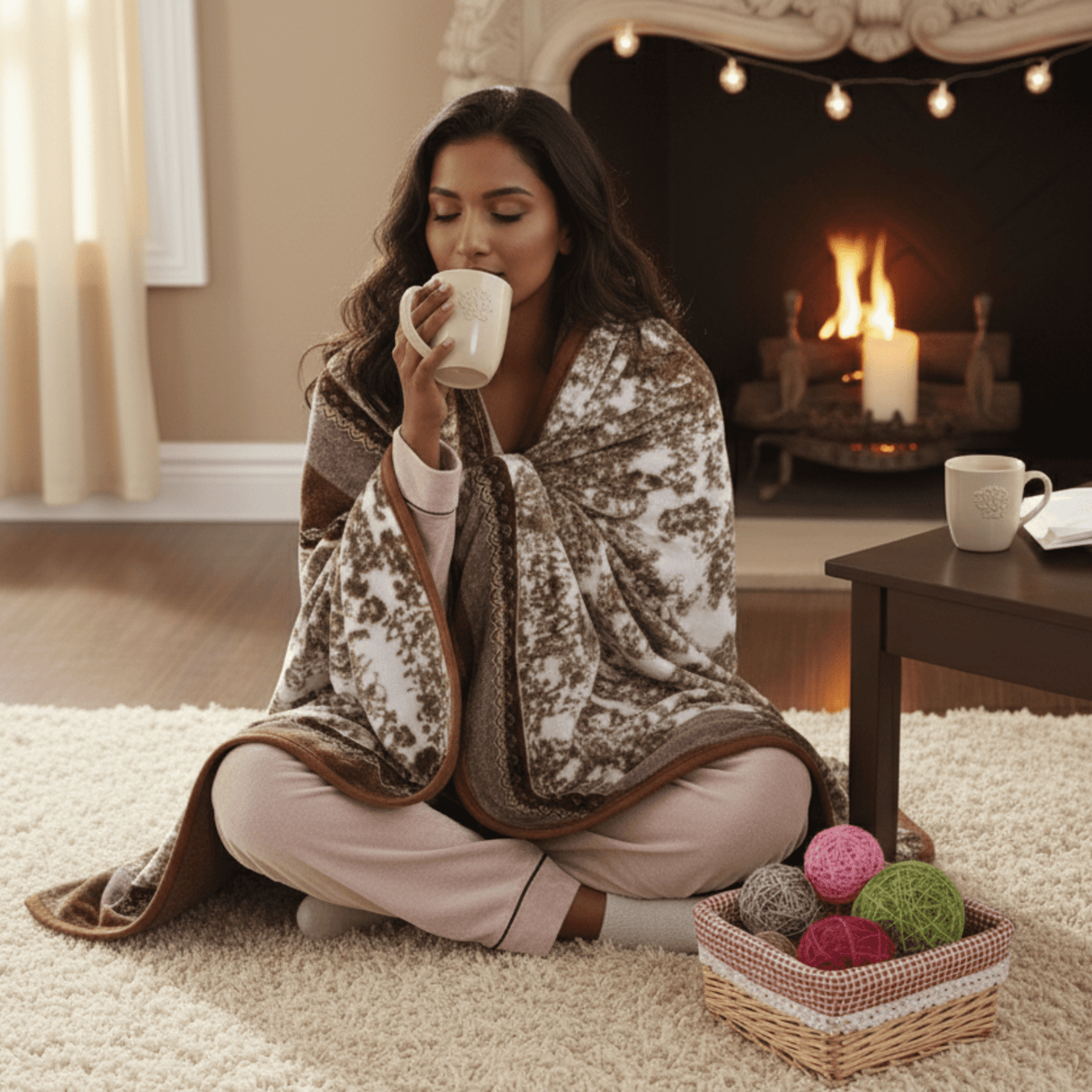 DaDa Bedding Elegant Twilight Lavender Brown Floral Flannel Mink Fleece Throw Blanket (XY9879)