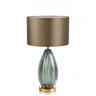 Modern Crystal Glass Table Lamp Grey Fabric Shade Bedroom Hotel Home Decor Light