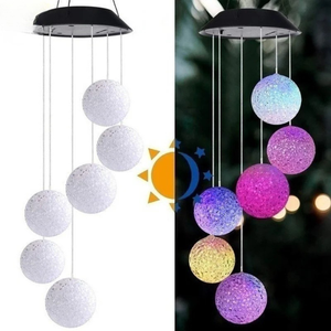 Solar LED Wind Chime Crystal Ball Color Changing Garden Hanging Light