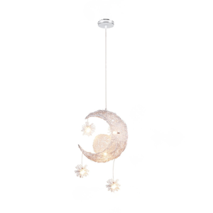 Modern Moon & Star Pendant Light LED Kids Bedroom Hanging Lamp Home Décor
