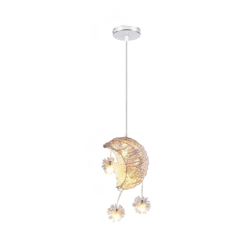 Modern Moon & Star Pendant Light LED Kids Bedroom Hanging Lamp Home Décor