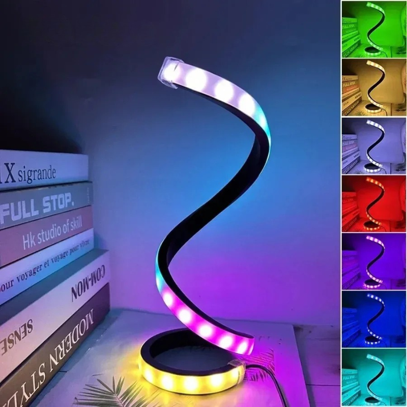 Spiral LED Night Light Dimmable Desk Lamp 3-Color Reading Bedside Bedroom Decor