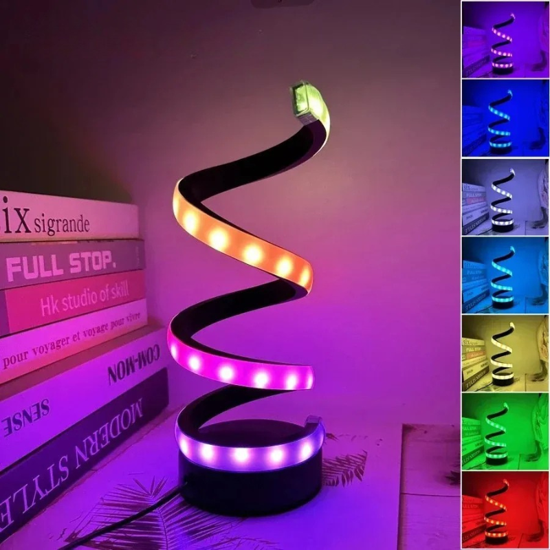 Spiral LED Night Light Dimmable Desk Lamp 3-Color Reading Bedside Bedroom Decor