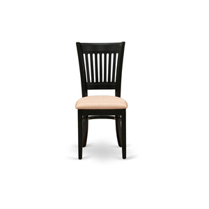 EAST WEST FURNITURE - AMVA5-BLK-C - 5-Pc Dining Room Table Set- 4 Kitchen Chair and Modern dining room table - Linen Fabric Seat and Slatted Chair Back (Black Finish)