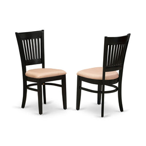 EAST WEST FURNITURE - AMVA5-BLK-C - 5-Pc Dining Room Table Set- 4 Kitchen Chair and Modern dining room table - Linen Fabric Seat and Slatted Chair Back (Black Finish)