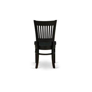 EAST WEST FURNITURE - ANVA3-BLK-W - 3-Piece Dining Room Set- 2 Kitchen Chair and Modern dining room table - Wooden Seat and Slatted Chair Back (Black Finish)