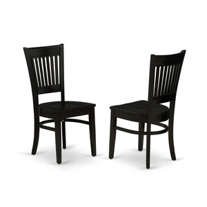 EAST WEST FURNITURE - AMVA5-BLK-W - 5-Piece Kitchen Dining Set- 4 Dining Chair and Modern Round Dining Table - Wooden Seat and Slatted Chair Back (Black Finish)